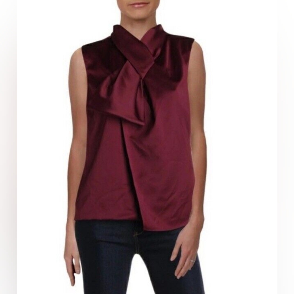 Tahari Plum Sleeveless Top